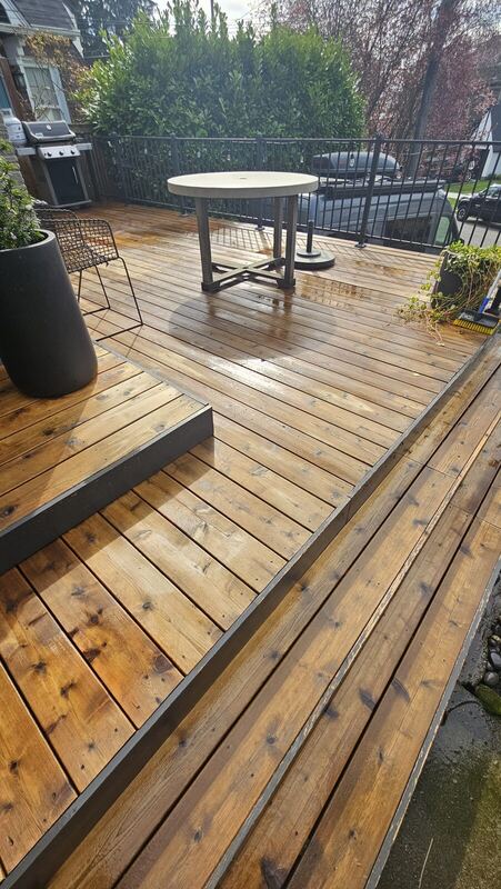 Custom stained cedar deck